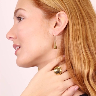 Women's Sculptural Ring Waves Pebble BAN084PL 316L Steel Anartxy